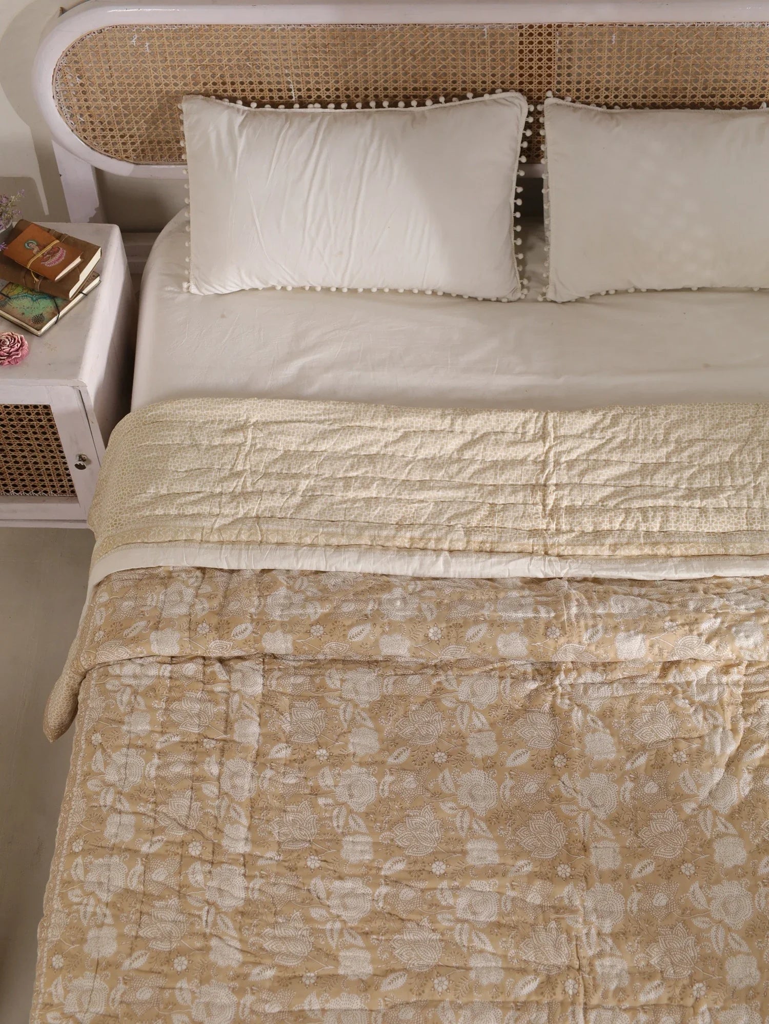 All Season Jaipuri Quilt | 100% Pure Cotton | Block Print | Double Bed - Narmada